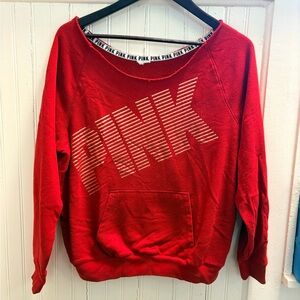 Victoria's Secret PINK Bold Red Off-the-Shoulder Sweater